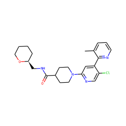 Cc1cccnc1-c1cc(N2CCC(C(=O)NC[C@@H]3CCCCO3)CC2)ncc1Cl ZINC000146877019