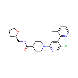 Cc1cccnc1-c1cc(N2CCC(C(=O)NC[C@H]3CCCO3)CC2)ncc1Cl ZINC000142005163
