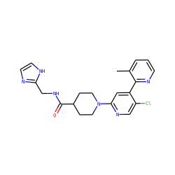 Cc1cccnc1-c1cc(N2CCC(C(=O)NCc3ncc[nH]3)CC2)ncc1Cl ZINC000146915844