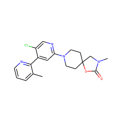 Cc1cccnc1-c1cc(N2CCC3(CC2)CN(C)C(=O)O3)ncc1Cl ZINC000141963484