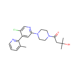 Cc1cccnc1-c1cc(N2CCN(C(=O)CC(C)(C)O)CC2)ncc1Cl ZINC000141978520