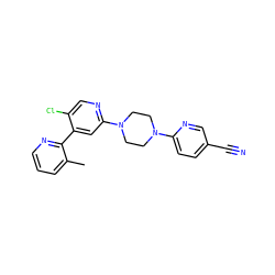 Cc1cccnc1-c1cc(N2CCN(c3ccc(C#N)cn3)CC2)ncc1Cl ZINC000142342501