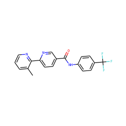 Cc1cccnc1-c1ccc(C(=O)Nc2ccc(C(F)(F)F)cc2)cn1 ZINC000038149573