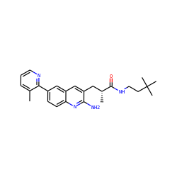 Cc1cccnc1-c1ccc2nc(N)c(C[C@@H](C)C(=O)NCCC(C)(C)C)cc2c1 ZINC000072179707