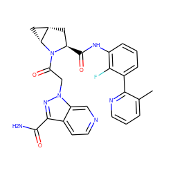 Cc1cccnc1-c1cccc(NC(=O)[C@@H]2C[C@H]3C[C@H]3N2C(=O)Cn2nc(C(N)=O)c3ccncc32)c1F ZINC000143988859