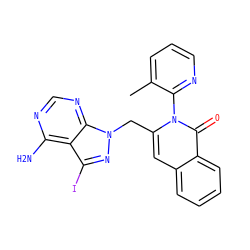 Cc1cccnc1-n1c(Cn2nc(I)c3c(N)ncnc32)cc2ccccc2c1=O ZINC000088345896