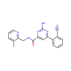 Cc1cccnc1CNC(=O)c1cc(-c2ccccc2C#N)nc(N)n1 ZINC000045348183