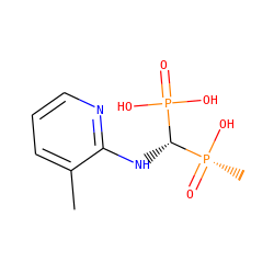 Cc1cccnc1N[C@H](P(=O)(O)O)[P@](C)(=O)O ZINC000001551185