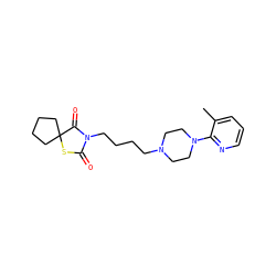 Cc1cccnc1N1CCN(CCCCN2C(=O)SC3(CCCC3)C2=O)CC1 ZINC000027706955