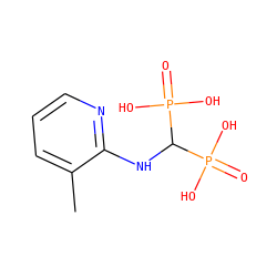 Cc1cccnc1NC(P(=O)(O)O)P(=O)(O)O ZINC000013473668