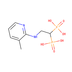 Cc1cccnc1NCC(P(=O)(O)O)P(=O)(O)O ZINC000026735193