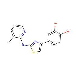 Cc1cccnc1Nc1nc(-c2ccc(O)c(O)c2)cs1 ZINC000000202242