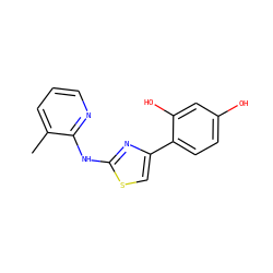 Cc1cccnc1Nc1nc(-c2ccc(O)cc2O)cs1 ZINC000000202312