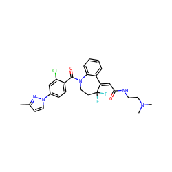 Cc1ccn(-c2ccc(C(=O)N3CCC(F)(F)/C(=C\C(=O)NCCN(C)C)c4ccccc43)c(Cl)c2)n1 ZINC000040952052