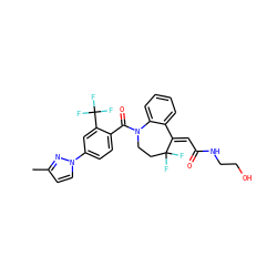 Cc1ccn(-c2ccc(C(=O)N3CCC(F)(F)/C(=C\C(=O)NCCO)c4ccccc43)c(C(F)(F)F)c2)n1 ZINC000049757271