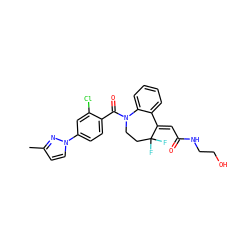 Cc1ccn(-c2ccc(C(=O)N3CCC(F)(F)/C(=C\C(=O)NCCO)c4ccccc43)c(Cl)c2)n1 ZINC000040917606