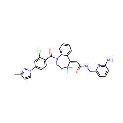 Cc1ccn(-c2ccc(C(=O)N3CCC(F)(F)/C(=C\C(=O)NCc4cccc(N)n4)c4ccccc43)c(Cl)c2)n1 ZINC000044418693