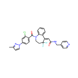 Cc1ccn(-c2ccc(C(=O)N3CCC(F)(F)/C(=C\C(=O)NCc4ccncc4)c4ccccc43)c(Cl)c2)n1 ZINC000049877697