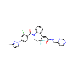 Cc1ccn(-c2ccc(C(=O)N3CCC(F)(F)/C(=C\C(=O)NCc4ccncn4)c4ccccc43)c(Cl)c2)n1 ZINC000042852348