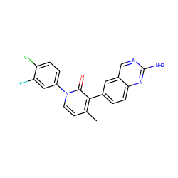 Cc1ccn(-c2ccc(Cl)c(F)c2)c(=O)c1-c1ccc2nc(N)ncc2c1 ZINC000040976821