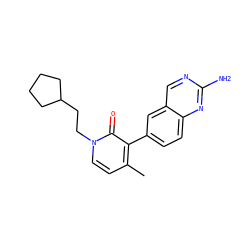 Cc1ccn(CCC2CCCC2)c(=O)c1-c1ccc2nc(N)ncc2c1 ZINC000040957062