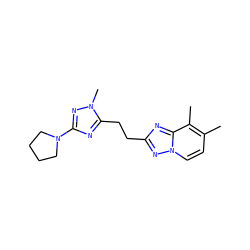 Cc1ccn2nc(CCc3nc(N4CCCC4)nn3C)nc2c1C ZINC000221293781