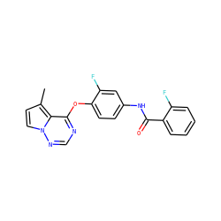 Cc1ccn2ncnc(Oc3ccc(NC(=O)c4ccccc4F)cc3F)c12 ZINC000029040556