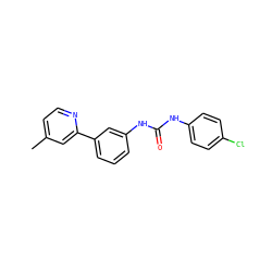 Cc1ccnc(-c2cccc(NC(=O)Nc3ccc(Cl)cc3)c2)c1 ZINC001772610478