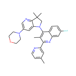 Cc1ccnc(-c2nc3cc(F)ccc3c(N3CC(C)(C)c4ncc(N5CCOCC5)cc43)c2C)c1 ZINC000118094415