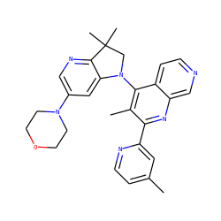 Cc1ccnc(-c2nc3cnccc3c(N3CC(C)(C)c4ncc(N5CCOCC5)cc43)c2C)c1 ZINC000118094407
