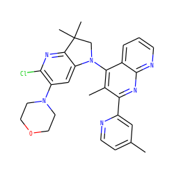 Cc1ccnc(-c2nc3ncccc3c(N3CC(C)(C)c4nc(Cl)c(N5CCOCC5)cc43)c2C)c1 ZINC000118095268