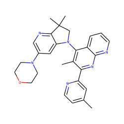 Cc1ccnc(-c2nc3ncccc3c(N3CC(C)(C)c4ncc(N5CCOCC5)cc43)c2C)c1 ZINC000118092072