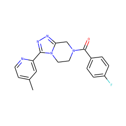 Cc1ccnc(-c2nnc3n2CCN(C(=O)c2ccc(F)cc2)C3)c1 ZINC000299866111