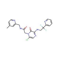 Cc1ccnc(CNC(=O)Cn2c(Cl)cnc(NCC(F)(F)c3ccccn3)c2=O)c1 ZINC000013493150
