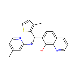 Cc1ccnc(N[C@@H](c2ccc3cccnc3c2O)c2sccc2C)c1 ZINC000018173644
