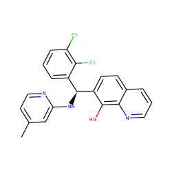 Cc1ccnc(N[C@@H](c2cccc(Cl)c2Cl)c2ccc3cccnc3c2O)c1 ZINC000002878481
