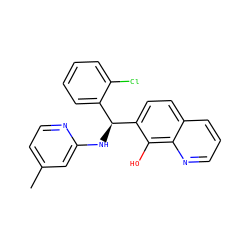 Cc1ccnc(N[C@@H](c2ccccc2Cl)c2ccc3cccnc3c2O)c1 ZINC000005588681