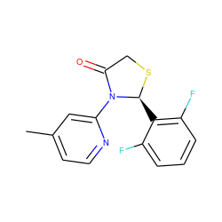Cc1ccnc(N2C(=O)CS[C@H]2c2c(F)cccc2F)c1 ZINC000005931458
