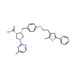 Cc1ccnc(N2C[C@@H](Cc3ccc(OCCc4nc(-c5ccccc5)oc4C)cc3)[C@@H](C(=O)O)C2)n1 ZINC000034108806