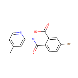 Cc1ccnc(NC(=O)c2ccc(Br)cc2C(=O)O)c1 ZINC000103233784