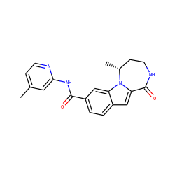Cc1ccnc(NC(=O)c2ccc3cc4n(c3c2)[C@H](C)CCNC4=O)c1 ZINC000147718782