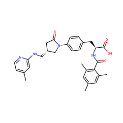 Cc1ccnc(NC[C@@H]2CC(=O)N(c3ccc(C[C@H](NC(=O)c4c(C)cc(C)cc4C)C(=O)O)cc3)C2)c1 ZINC000043171696