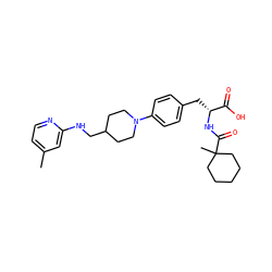 Cc1ccnc(NCC2CCN(c3ccc(C[C@@H](NC(=O)C4(C)CCCCC4)C(=O)O)cc3)CC2)c1 ZINC000166337021
