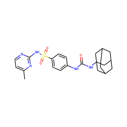 Cc1ccnc(NS(=O)(=O)c2ccc(NC(=O)NC34CC5CC(CC(C5)C3)C4)cc2)n1 ZINC000096271191