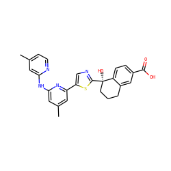 Cc1ccnc(Nc2cc(C)cc(-c3cnc([C@]4(O)CCCc5cc(C(=O)O)ccc54)s3)n2)c1 ZINC000141932250