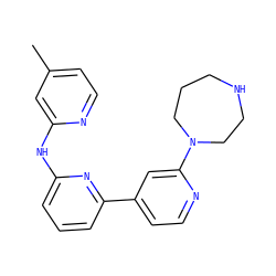 Cc1ccnc(Nc2cccc(-c3ccnc(N4CCCNCC4)c3)n2)c1 ZINC000084706163