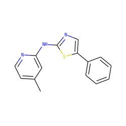 Cc1ccnc(Nc2ncc(-c3ccccc3)s2)c1 ZINC000014945012
