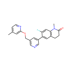Cc1ccnc(OCc2cncc(-c3cc4c(cc3F)N(C)C(=O)CC4)c2)c1 ZINC000221021620