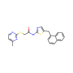 Cc1ccnc(SCC(=O)Nc2ncc(Cc3cccc4ccccc34)s2)n1 ZINC000653709066