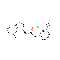 Cc1ccnc2c1[C@H](NC(=O)Cc1cccc(C(F)(F)F)c1Cl)CO2 ZINC000146618417